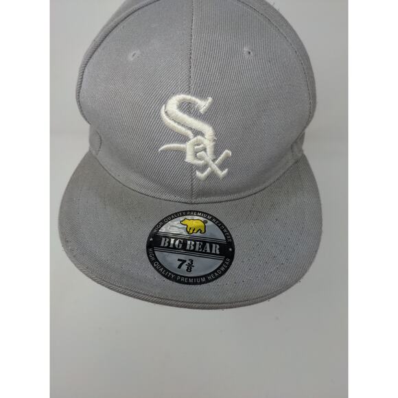 MLB Chicago White Sox Fitted Hat Size 7 3/8 Gray Big Bear Cap Embroidered Logo - Picture 4 of 11